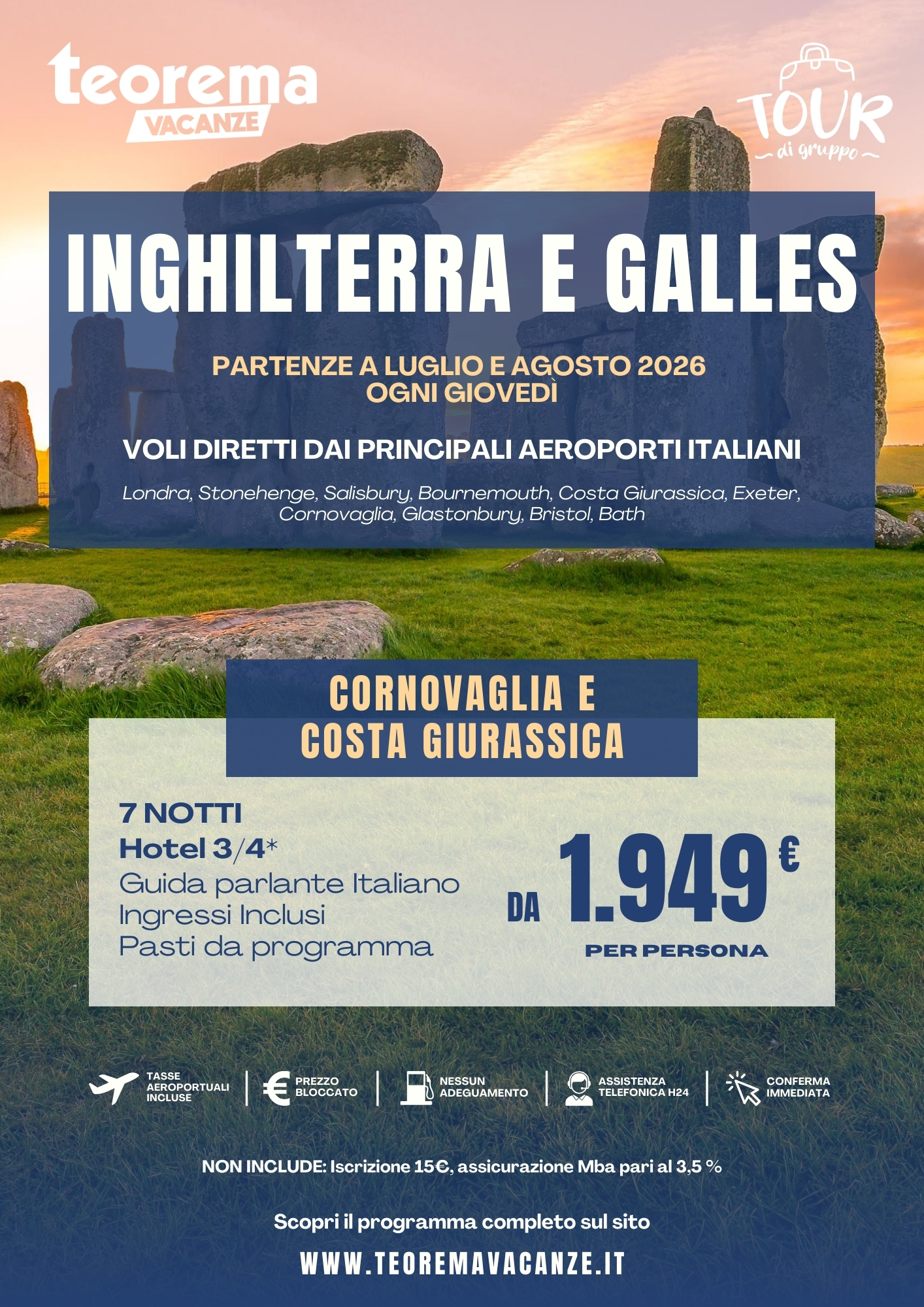 TOUR CORNOVAGLIA E COSTA GIURASSICA - SUMMER26