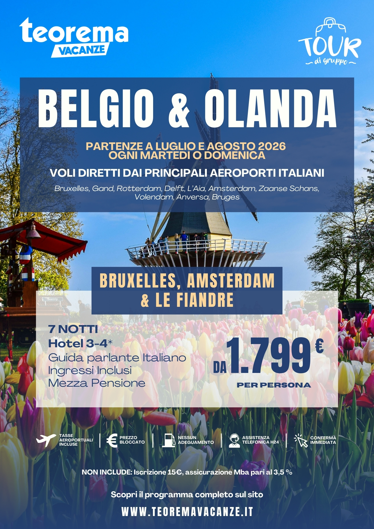 TOUR BELGIO & OLANDA - SUMMER 2026