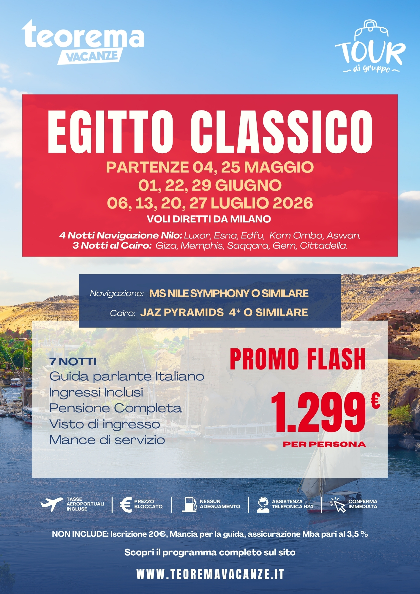 PROMO FLASH EGITTO CLASSICO - DA MILANO
