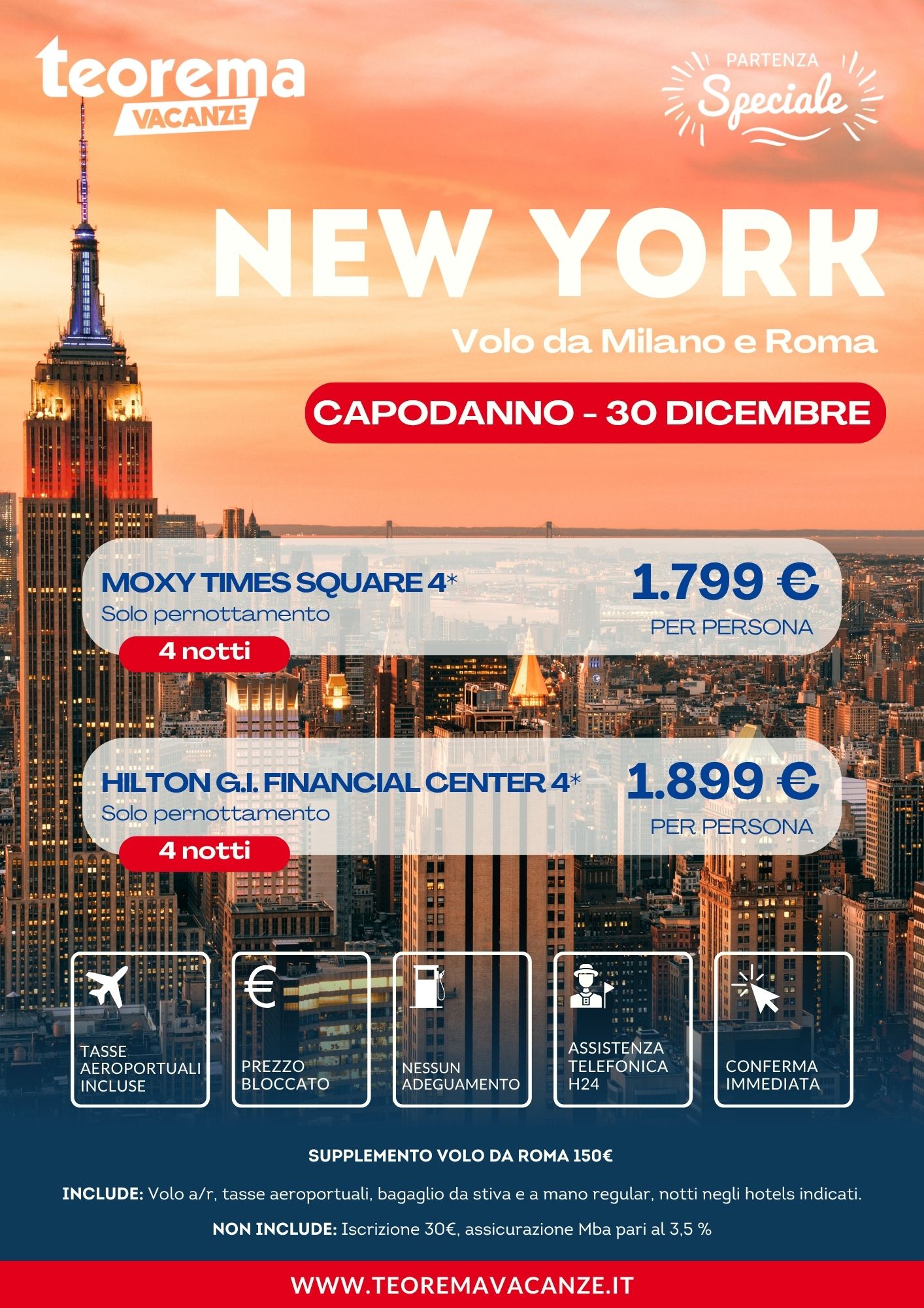 CAPODANNO NEW YORK - DA MILANO E ROMA - WINTER 2027