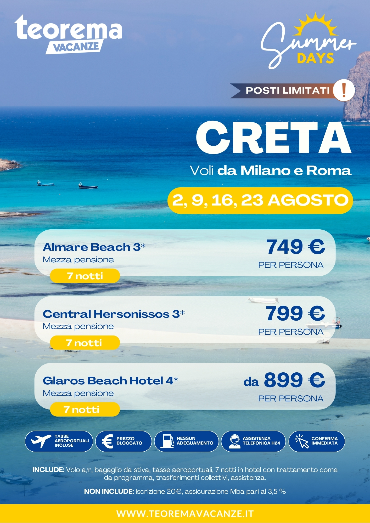SUMMER DAYS 26 - CRETA - DA MILANO E ROMA