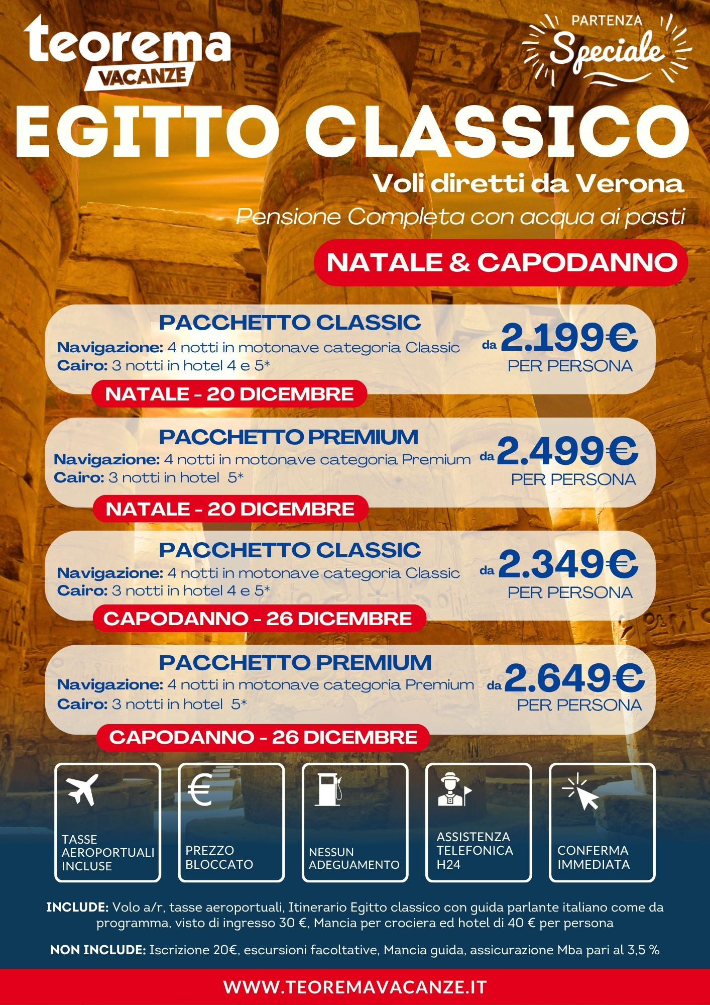 NATALE & CAPODANNO EGITTO CLASSICO - DA VERONA - WINTER 2027