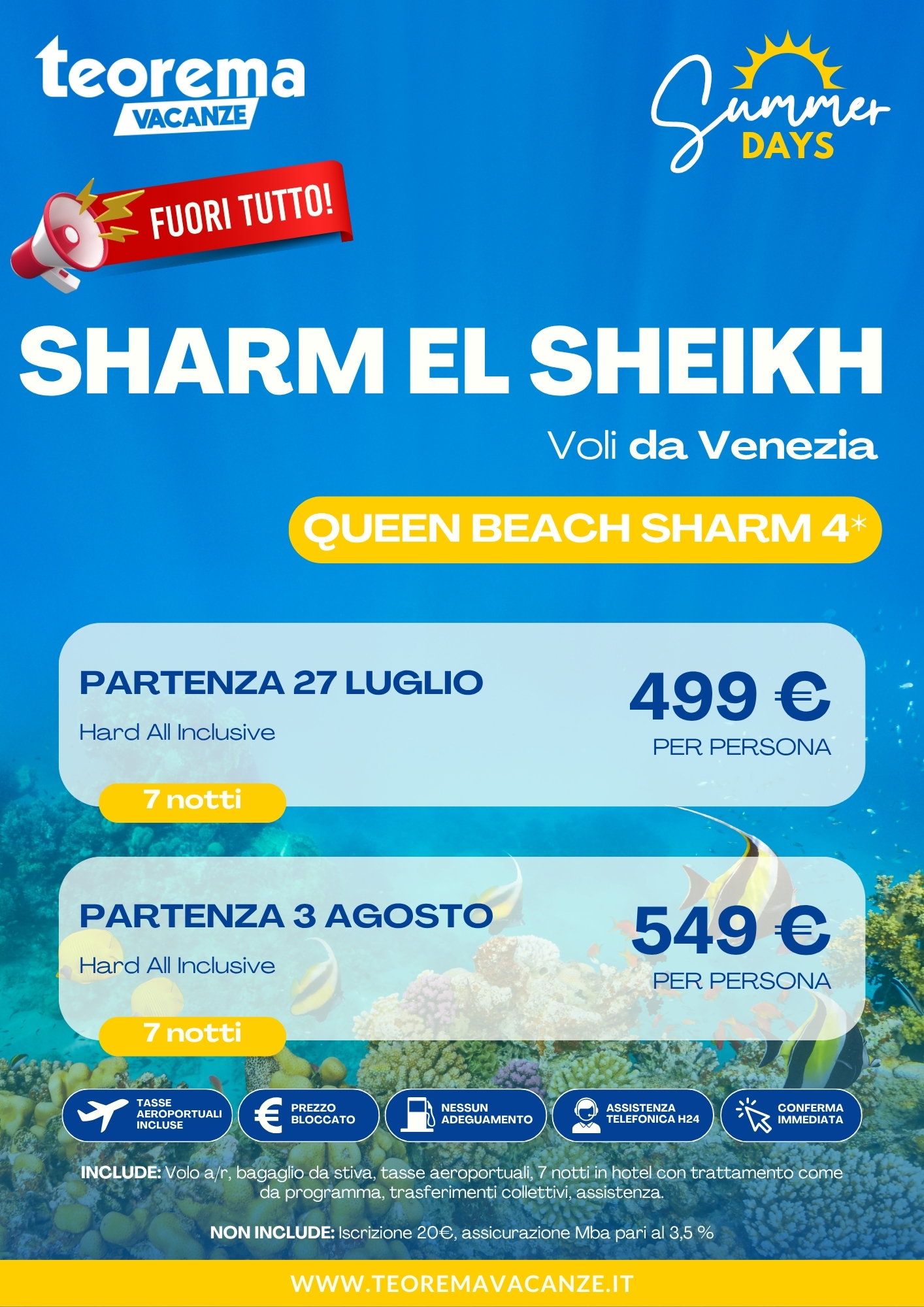 FUORI TUTTO SUMMER DAYS 26 - SHARM EL SHEIKH - DA VENEZIA