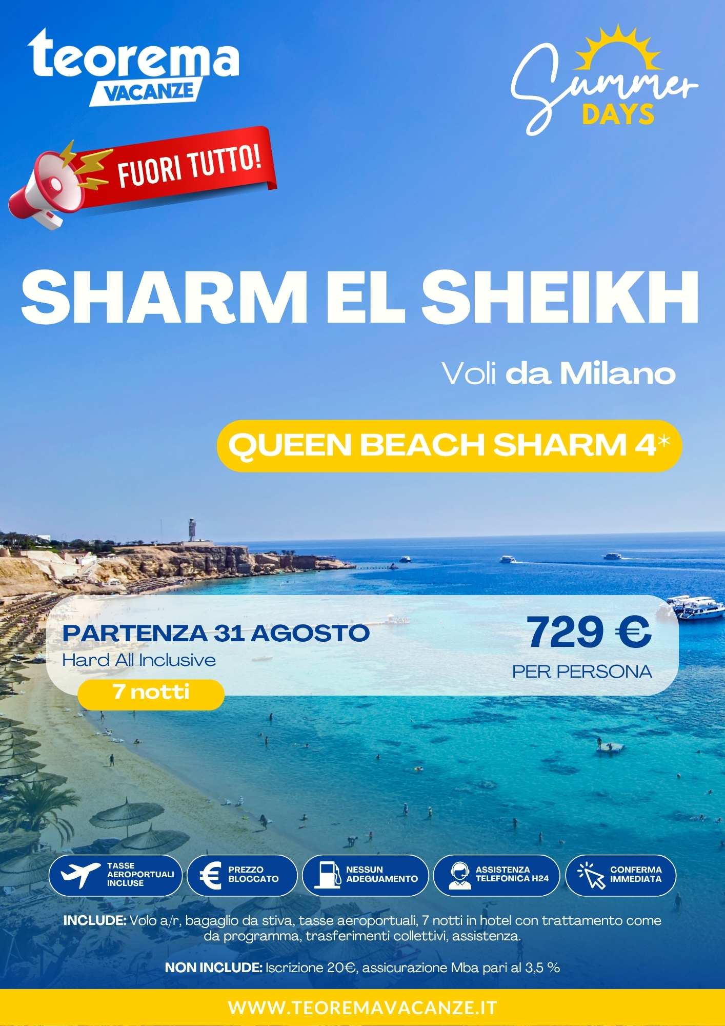 FUORI TUTTO SUMMER DAYS 26 - SHARM EL SHEIKH - DA MILANO